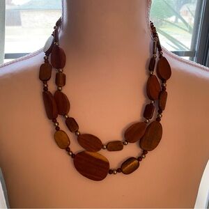Wooden Bead Necklace, adjustable with two strands of beads
